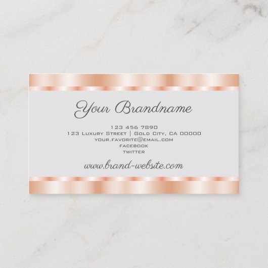 Elegant Roos Gold Effect-kleuren met lichte grijze Visitekaartje (Achterkant)