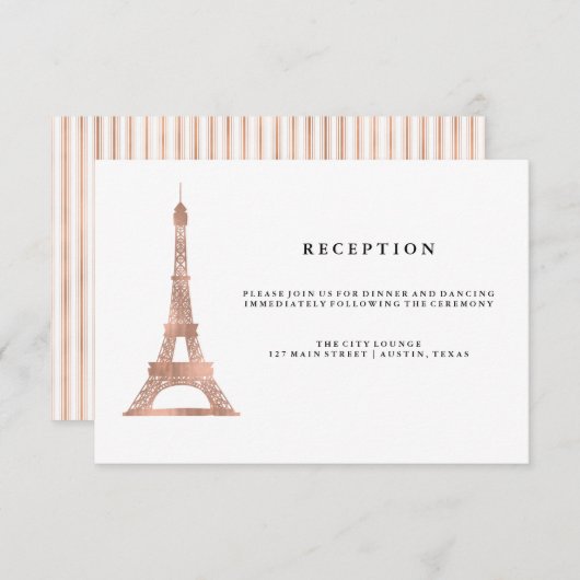 Elegant Roos Gold Eiffel Tower Weddenschap Informatiekaartje (Voorkant / Achterkant)
