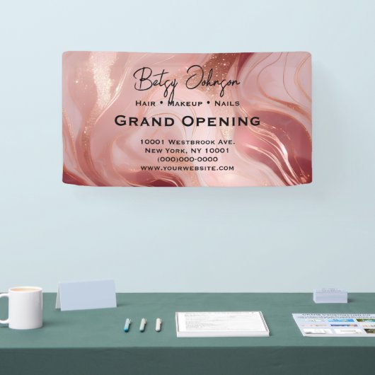 Elegant Roos Gold en Glitter Business Sign Spandoek (Beurs)