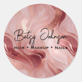 Elegant Roos Gold en Glitter gemarmerd Ronde Sticker