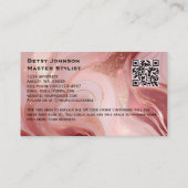 Elegant Roos Gold en Glitter gemarmerd Visitekaartje (Achterkant)