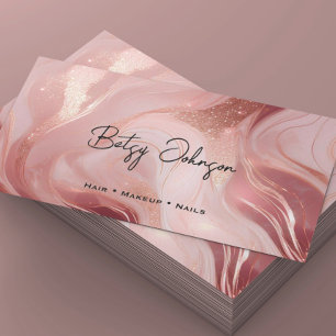 Elegant Roos Gold en Glitter gemarmerd Visitekaartje