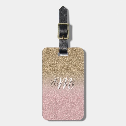 Elegant Roos Gold en Gold Glitter Sparkles foto Bagagelabel (Voorkant verticaal)
