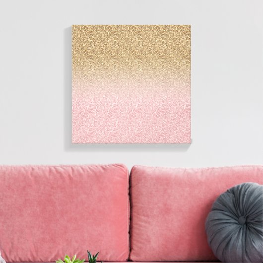 Elegant Roos Gold en Gold Glitter Sparkles foto Canvas Afdruk (Insitu (Woonkamer))