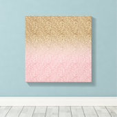 Elegant Roos Gold en Gold Glitter Sparkles foto Canvas Afdruk (Insitu (Houten vloer))