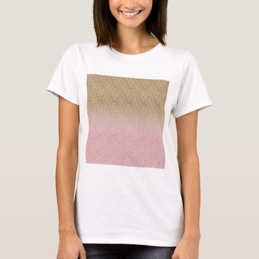 Elegant Roos Gold en Gold Glitter Sparkles foto T-shirt (Voorkant)