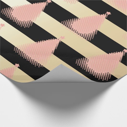 Elegant Roos Gold- en gouden kerstboomstructuur Cadeaupapier (Hoek)