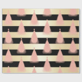 Elegant Roos Gold- en gouden kerstboomstructuur Cadeaupapier (Vlak)