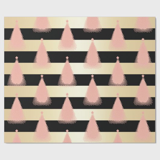 Elegant Roos Gold- en gouden kerstboomstructuur Cadeaupapier (Vlak)