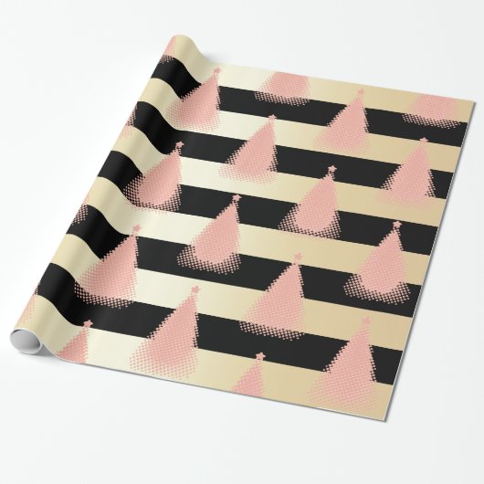 Elegant Roos Gold- en gouden kerstboomstructuur Cadeaupapier (Uitgerold)