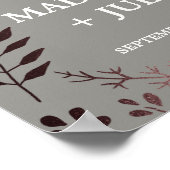 Elegant Roos Gold en grijs bruiloft Welkom Poster (Hoek)