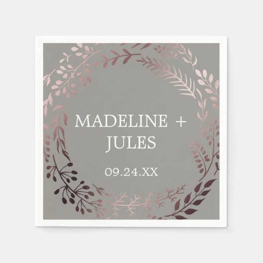 Elegant Roos Gold en grijs huwelijk Servet (Voorkant)