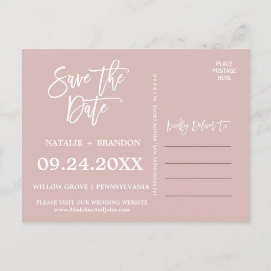 Elegant Roos Gold en grijs huwelijk sparen de datu Aankondigingskaart (Achterkant)