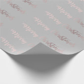 Elegant Roos Gold en grijs kerstpatroon Cadeaupapier (Hoek)