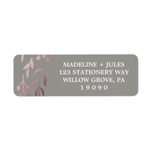 Elegant Roos Gold en grijs | Lafy Lijst Weddenscha Etiket (Voorkant)