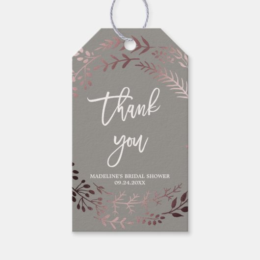 Elegant Roos Gold en grijs Vrijgezellenfeest Harte Cadeaulabel (Voorkant)