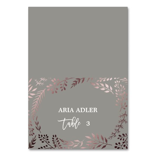 Elegant Roos Gold en Grijze bruiloft Kaart (Voorkant)