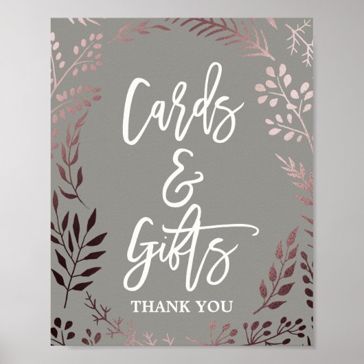 Elegant Roos Gold en grijze Kaarten en cadeautjes Poster (Voorkant)