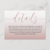 Elegant Roos Gold en kalligrafie huwelijksgegevens Informatiekaartje (Voorkant)