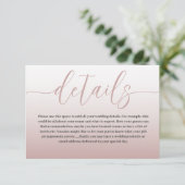 Elegant Roos Gold en kalligrafie huwelijksgegevens Informatiekaartje (Staand voorkant)