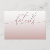 Elegant Roos Gold en kalligrafie huwelijksgegevens Informatiekaartje (Voorkant)