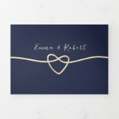 Elegant Roos Gold en marineblauw huwelijk Drieluik Uitnodiging (Cover)