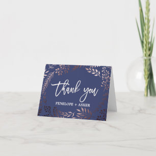 Elegant Roos Gold en marineslag Hartelijk dank Bedankkaart