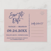 Elegant Roos Gold en marineverbinding bewaren de d Aankondigingskaart (Achterkant)