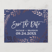 Elegant Roos Gold en marineverbinding bewaren de d Aankondigingskaart (Voorkant)