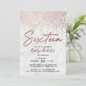 Elegant Roos Gold en marmer 16e verjaardag Kaart (Staand voorkant)