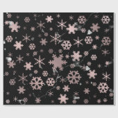 Elegant Roos Gold en marmer kerstsnowflakes Cadeaupapier (Vlak)