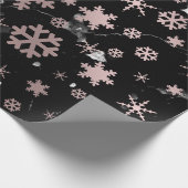 Elegant Roos Gold en marmer kerstsnowflakes Cadeaupapier (Hoek)