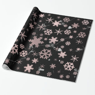 Elegant Roos Gold en marmer kerstsnowflakes Cadeaupapier