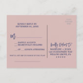 Elegant Roos Gold en Navy Song Request RSVP Uitnodiging Briefkaart (Achterkant)