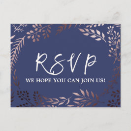 Elegant Roos Gold en Navy Song Request RSVP Uitnodiging Briefkaart