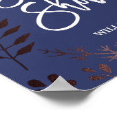 Elegant Roos Gold en Navy Vrijgezellenfeest Welkom Poster (Hoek)