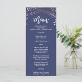 Elegant Roos Gold en Navy Wedding Menu Kaart (Staand voorkant)