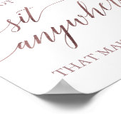 Elegant Roos Gold en Peony Sit Anywhere Sign Poster (Hoek)