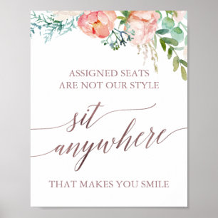 Elegant Roos Gold en Peony Sit Anywhere Sign Poster