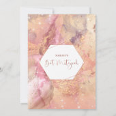 Elegant Roos Gold en Roze Celestial Bat Mitzvah Kaart (Achterkant)