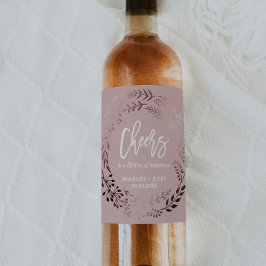 Elegant Roos Gold en roze "Cheers Wedding" Wijn Etiket