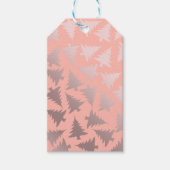 Elegant Roos Gold en roze kerstboomstructuur Cadeaulabel (Voorkant)