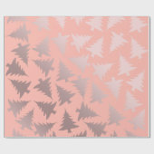 Elegant Roos Gold en roze kerstboomstructuur Cadeaupapier (Vlak)