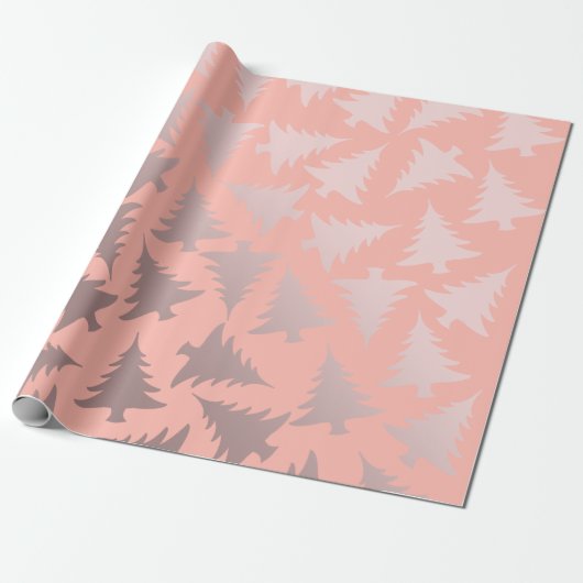 Elegant Roos Gold en roze kerstboomstructuur Cadeaupapier (Uitgerold)
