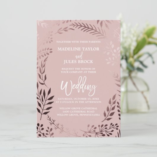 Elegant Roos Gold en roze luidop in één keer Kaart (Staand voorkant)