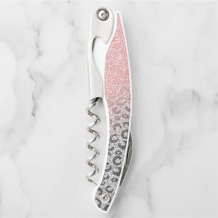 Elegant Roos Gold en Silver Glitter Leopard Print Kurkentrekker