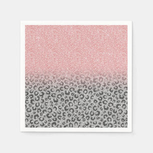 Elegant Roos Gold en Silver Glitter Leopard Print Servet