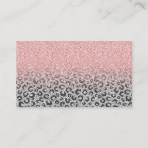 Elegant Roos Gold en Silver Glitter Leopard Print Visitekaartje