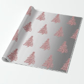 Elegant Roos Gold- en Silver-kerstboompatroon Cadeaupapier (Uitgerold)