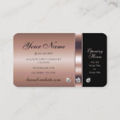 Elegant Roos Gold en zwart met Faux Diamonds Visitekaartje (Achterkant)